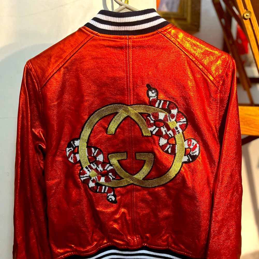 Custom made jacket not made by gucci leather is made by blanknyc